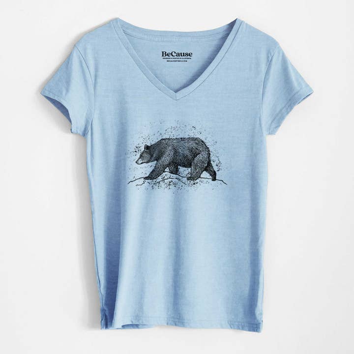 Black Bear - Women's 100% Recycled V-neck for wholesale by Because Tees