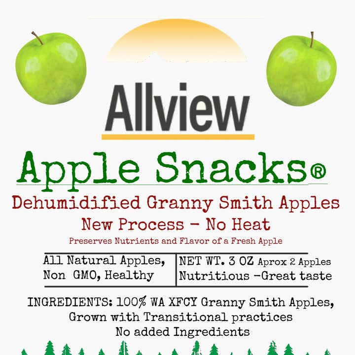 ALLVIEW ORCHARDS - Wholesale Dried/Dehydrated Fruit - Granny Smith Apple Snack Bag0