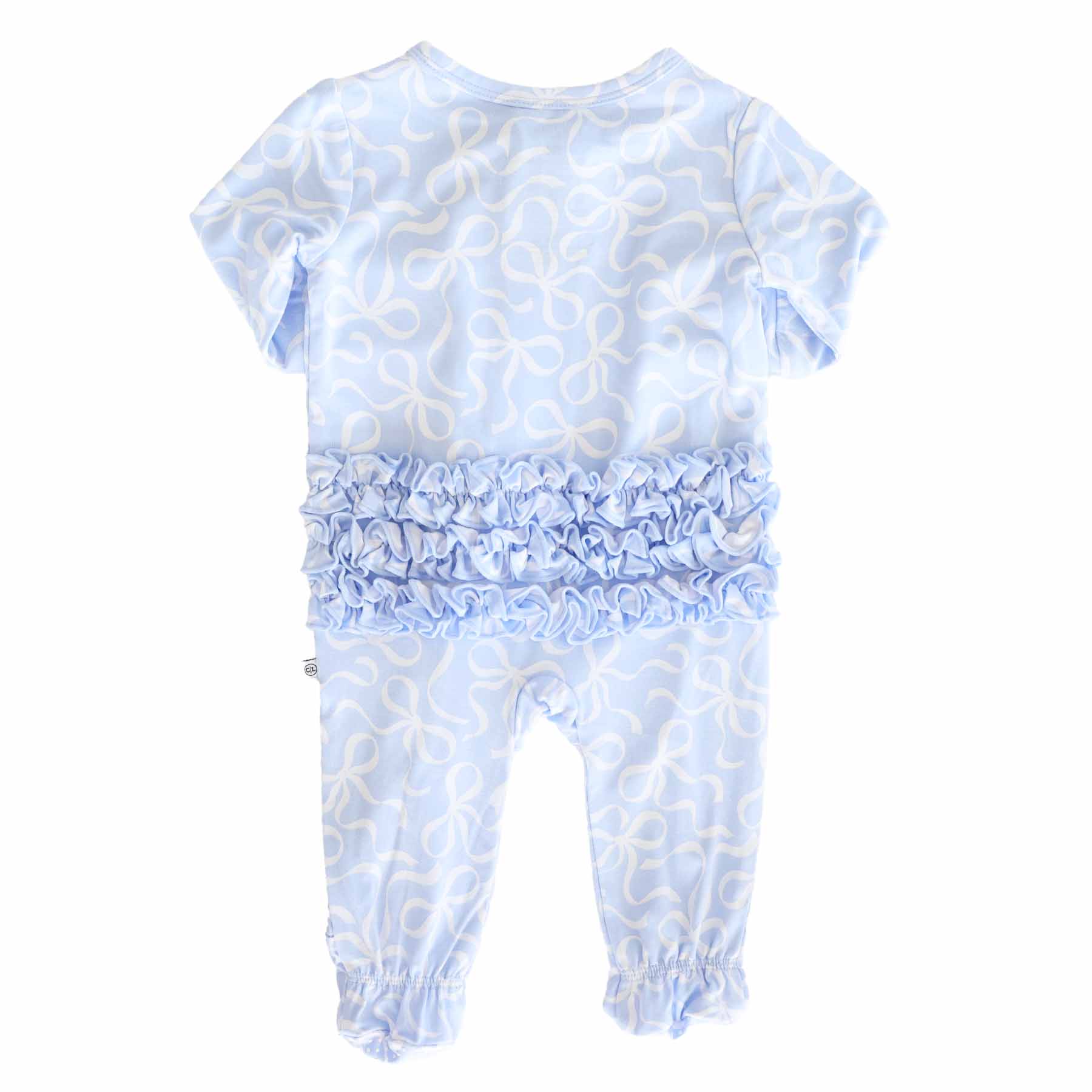 Caden Lane - Wholesale Jumpsuit - Baby - Blue-tiful Bows Ruffle Zipper Footie5