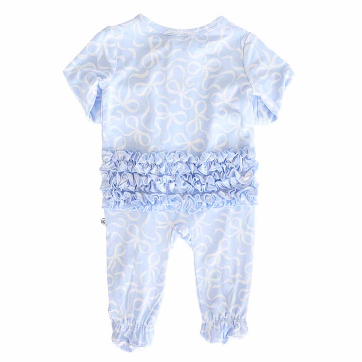 Caden Lane - Wholesale Jumpsuit - Baby - Blue-tiful Bows Ruffle Zipper Footie5