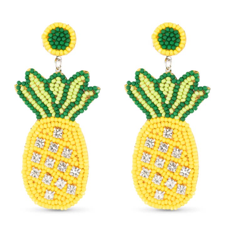 Beaded Pineapple Earrings for wholesale by Amanda Blu