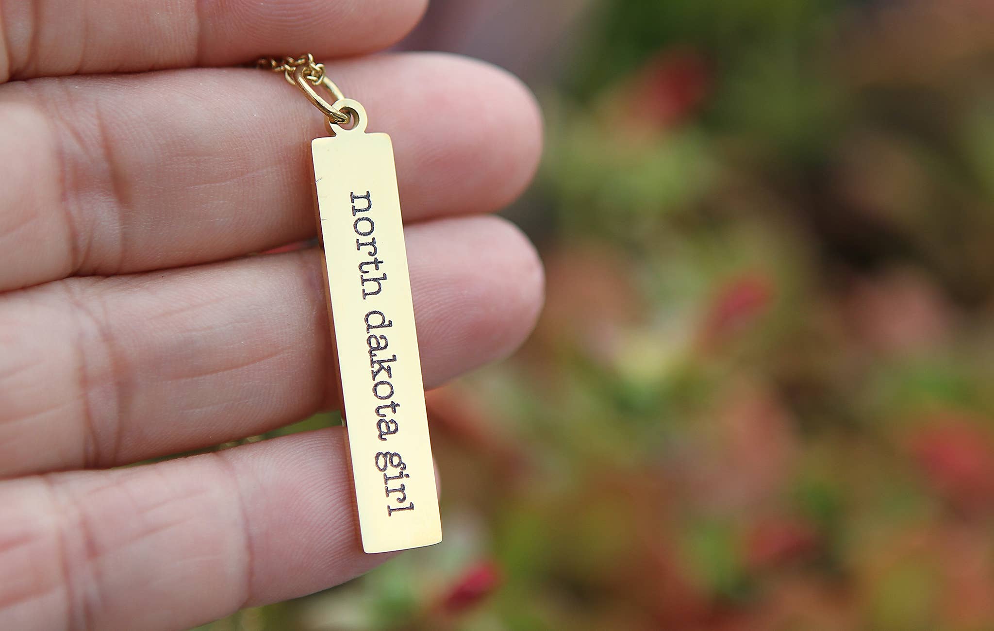 Jennifer Dahl Designs LLC - Wholesale Pendant/Charm Necklace - State Girl Engraved Bar Necklace3