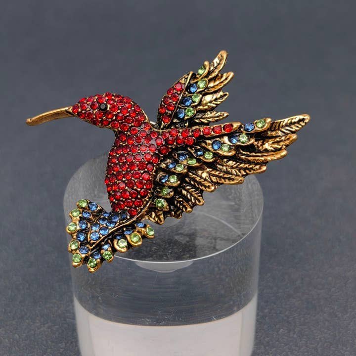 Mio Queena - Wholesale Brooch - Multi-color Rhinestone Hummingbird Brooch