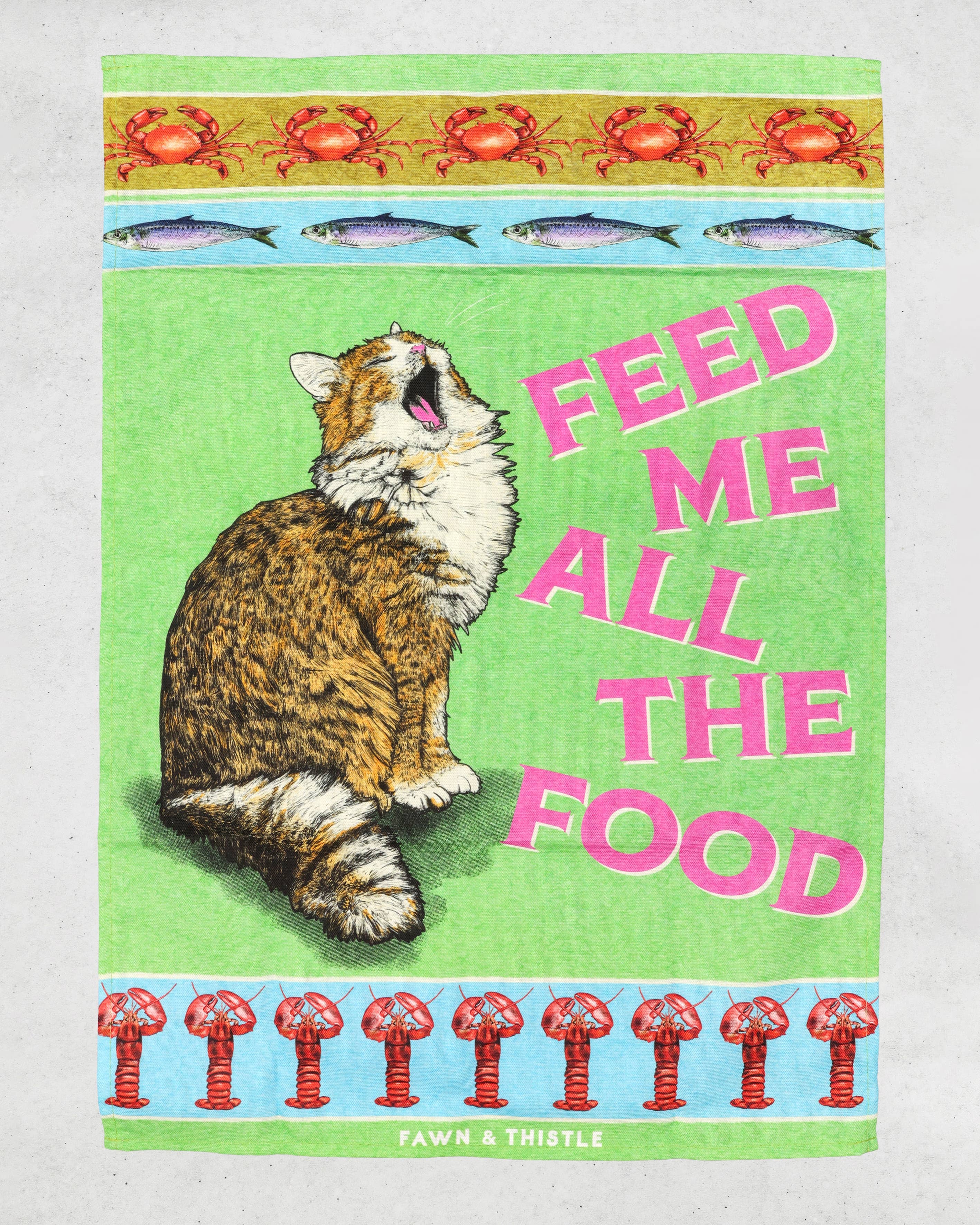 Fawn & Thistle Ltd (US Duties Paid) - Wholesale Tea Towel - Feed The Cat Tea Towel | 100% Cotton Dish Towel 5