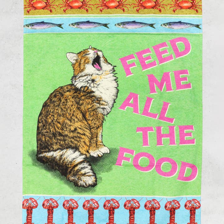 Fawn & Thistle Ltd (US Duties Paid) - Wholesale Tea Towel - Feed The Cat Tea Towel | 100% Cotton Dish Towel 5