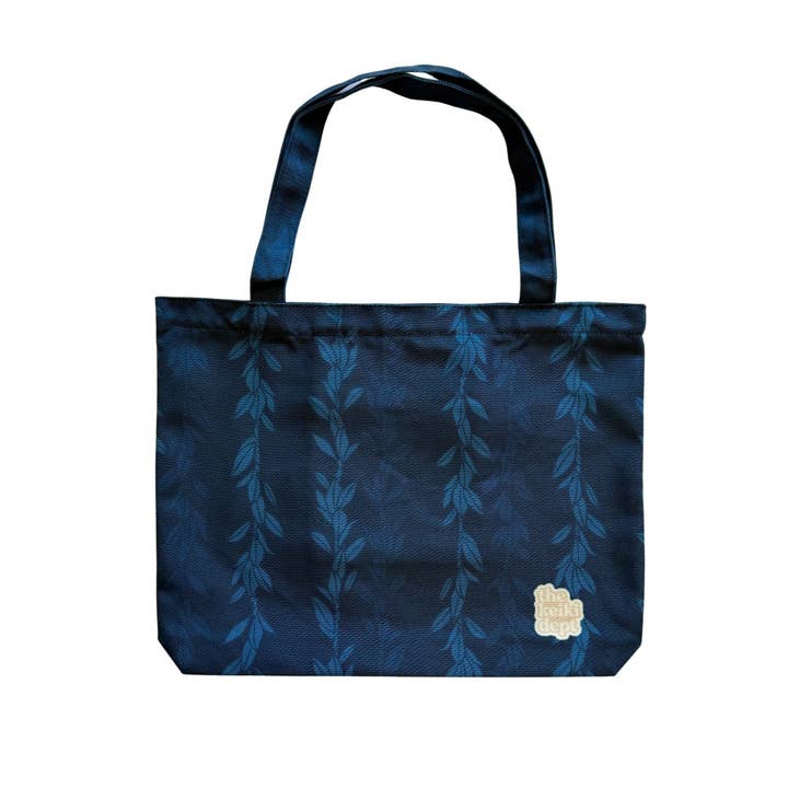 The Keiki Dept - Wholesale Tote Bag - Women's - Blue Maile Strands Canvas Zipper Tote Bag