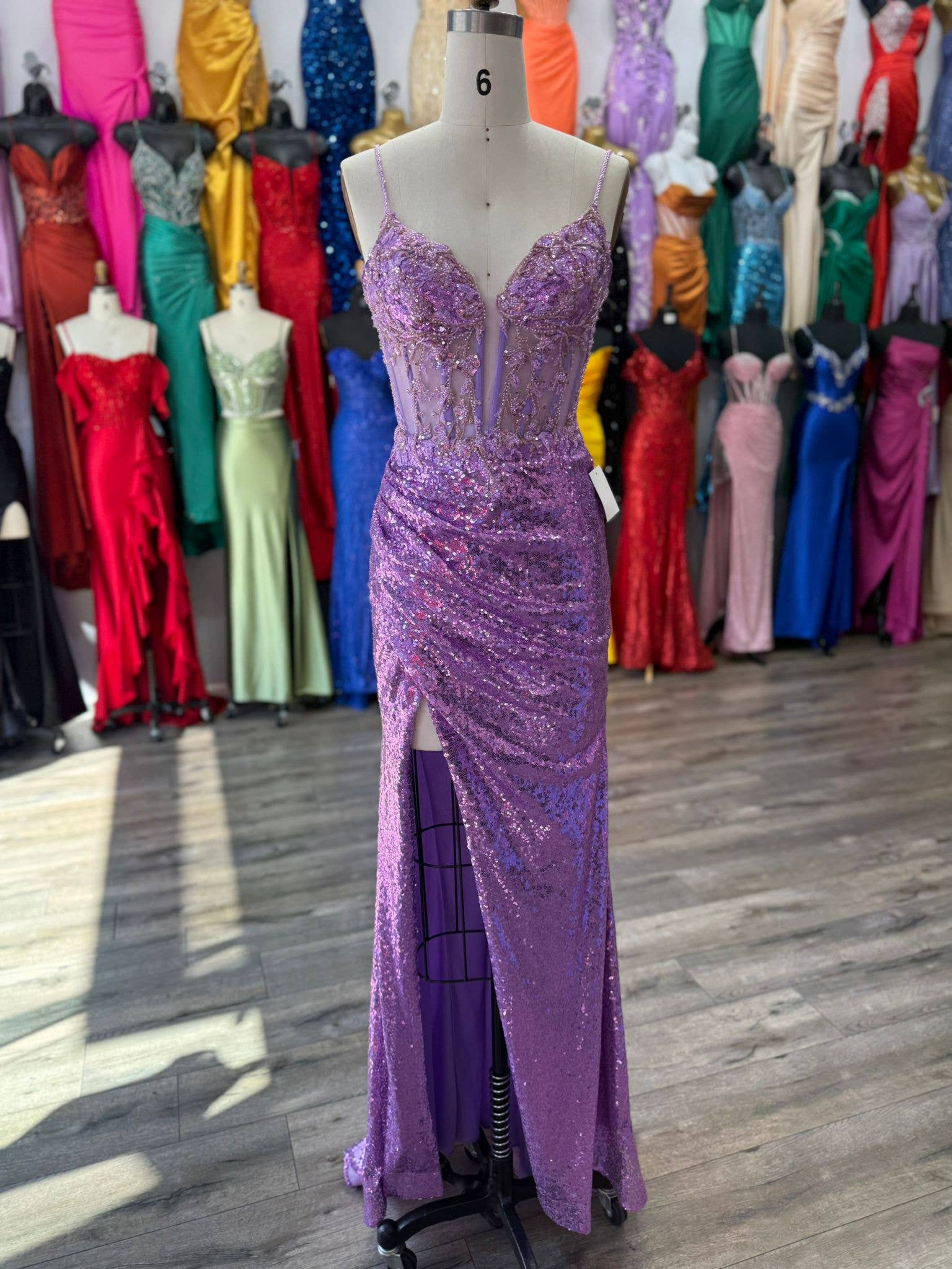 La Veneto - Wholesale Dress - Women's - DRAPED SEQUIN GOWN8