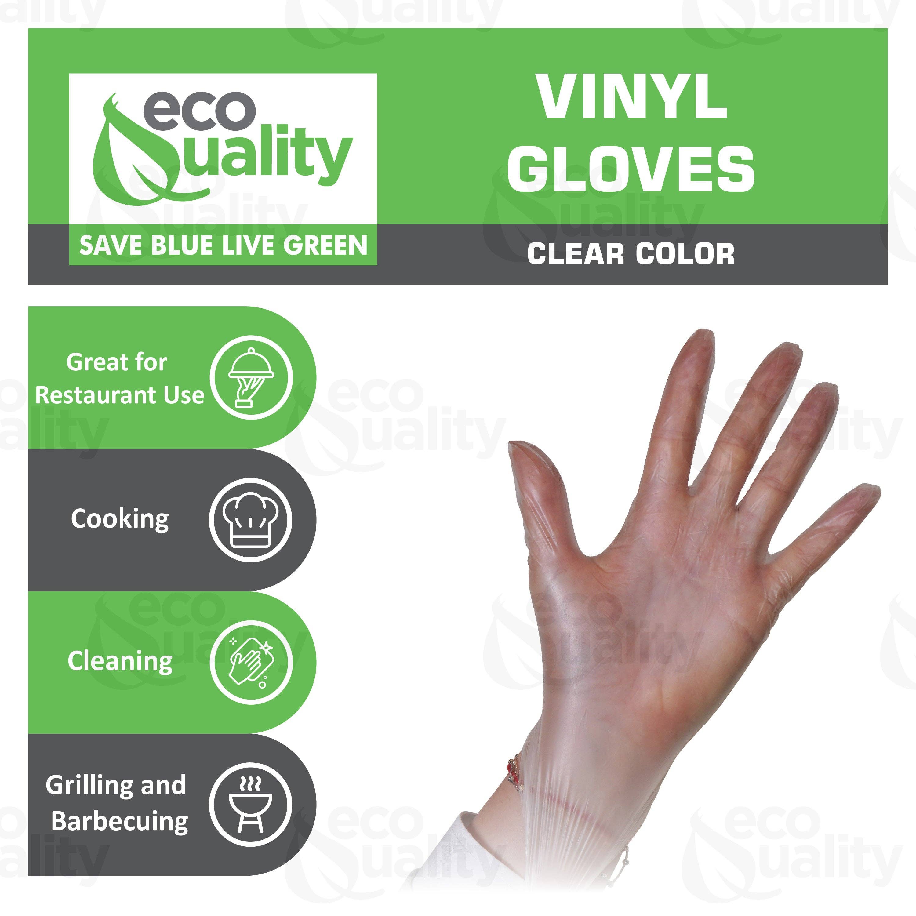 EcoQuality - Wholesale Cleaning Gloves - Large Disposable Vinyl Gloves, Latex Powder Free, Cooking1