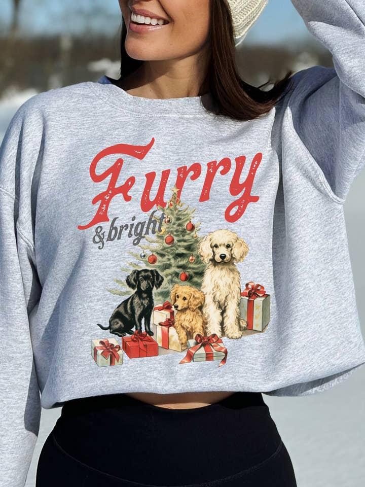 Robe-pull de Noël surdimensionnée Retro Dog Lover pour la vente par Monday Muse