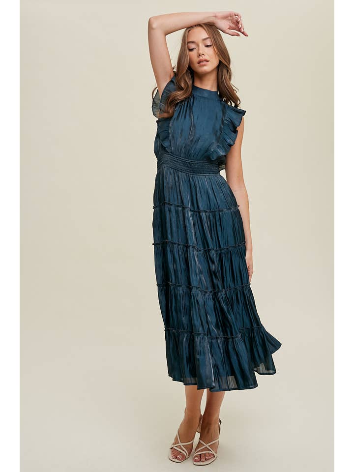 Wishlist Apparel - Vente Robe – femme - ROBE MIDI À PLUSIEURS NIVEAUX EN ORGANZA AVEC VOLANTS/WL23-8374