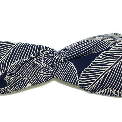 Bandeau turban à fronde palmier - Navy - HHB21 NAVY pour la vente par Hepburn & Co.