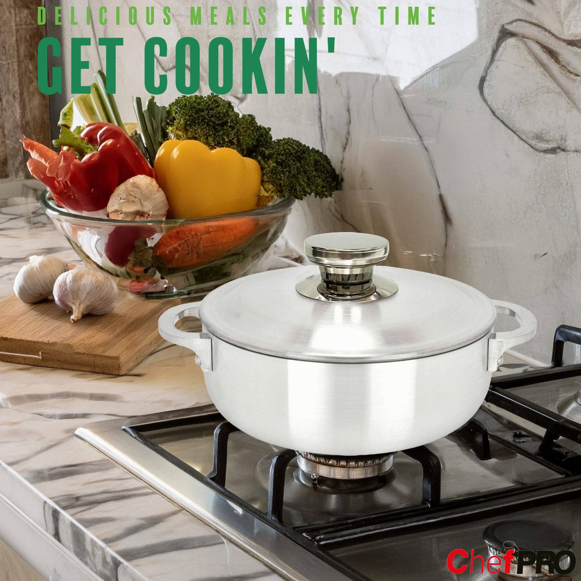 ShopBobbys - Wholesale Cooking Pot - Chef PRO Commercial Grade Aluminum Caldero Stock Pot, 1.9 Quarts2