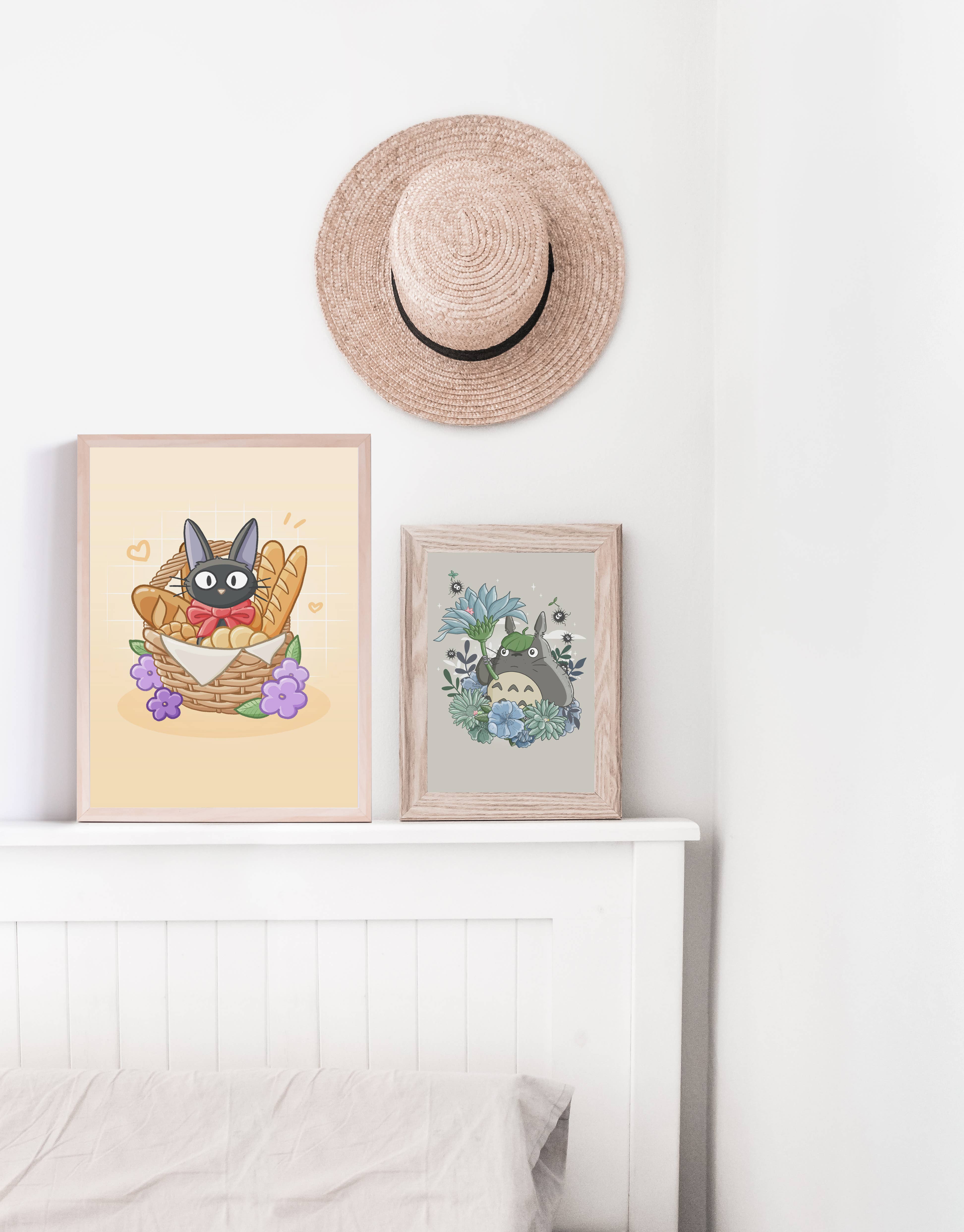 Sarah May Arts - Wholesale Art Print - Bakery Black Cat Print | Fine Line Anime Floral Art5