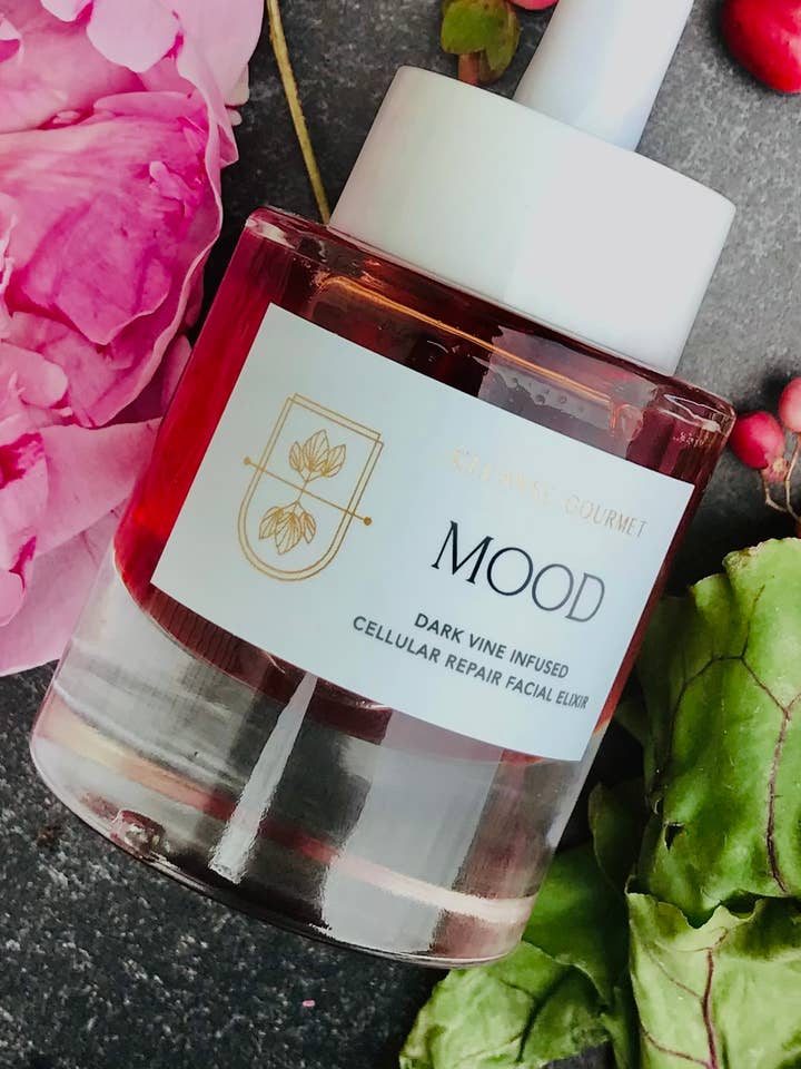 Mood dark vine infused cellular repair facial elixir for wholesale by Cleanse Gourmet Fresh Bath Products