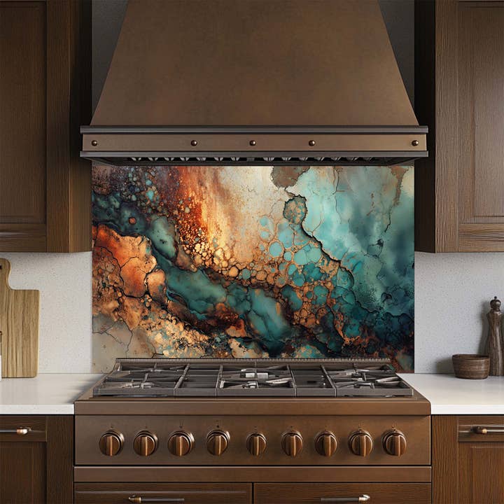 Glass Kitchen Backsplash - Wholesale Wall Accent - Copper Current – Tempered Glass Backsplash for Kitchen | Copper Look Backsplash6