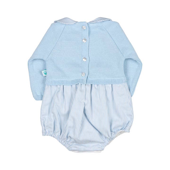 Bean Baby Clothes - Wholesale Dress - Baby - Blue Baby Romper in Knit and Striped Cotton Fabric3
