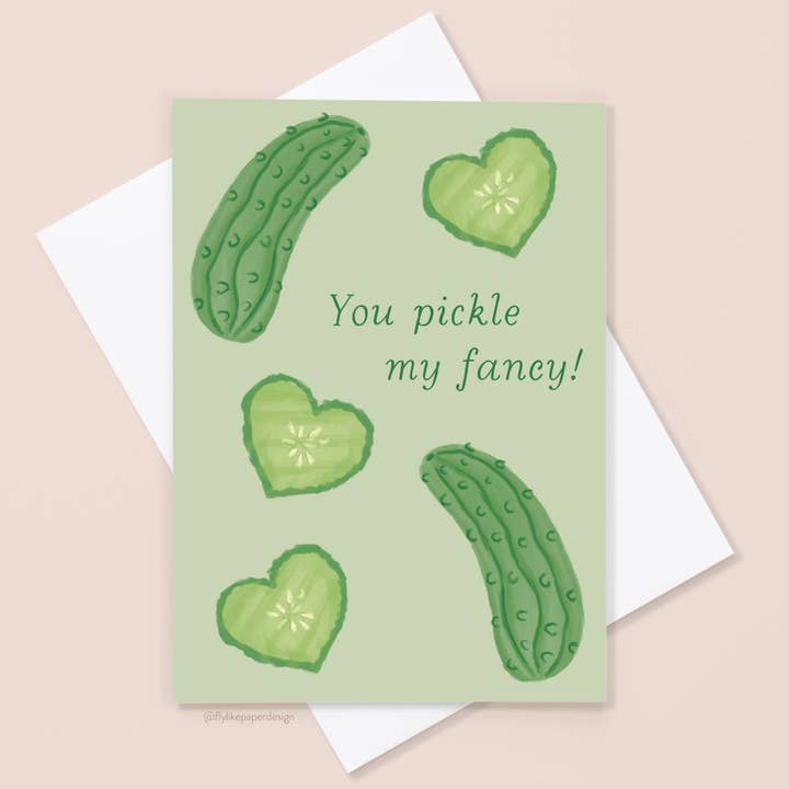 Pickle My Fancy Card for wholesale by Fly Like Paper Design
