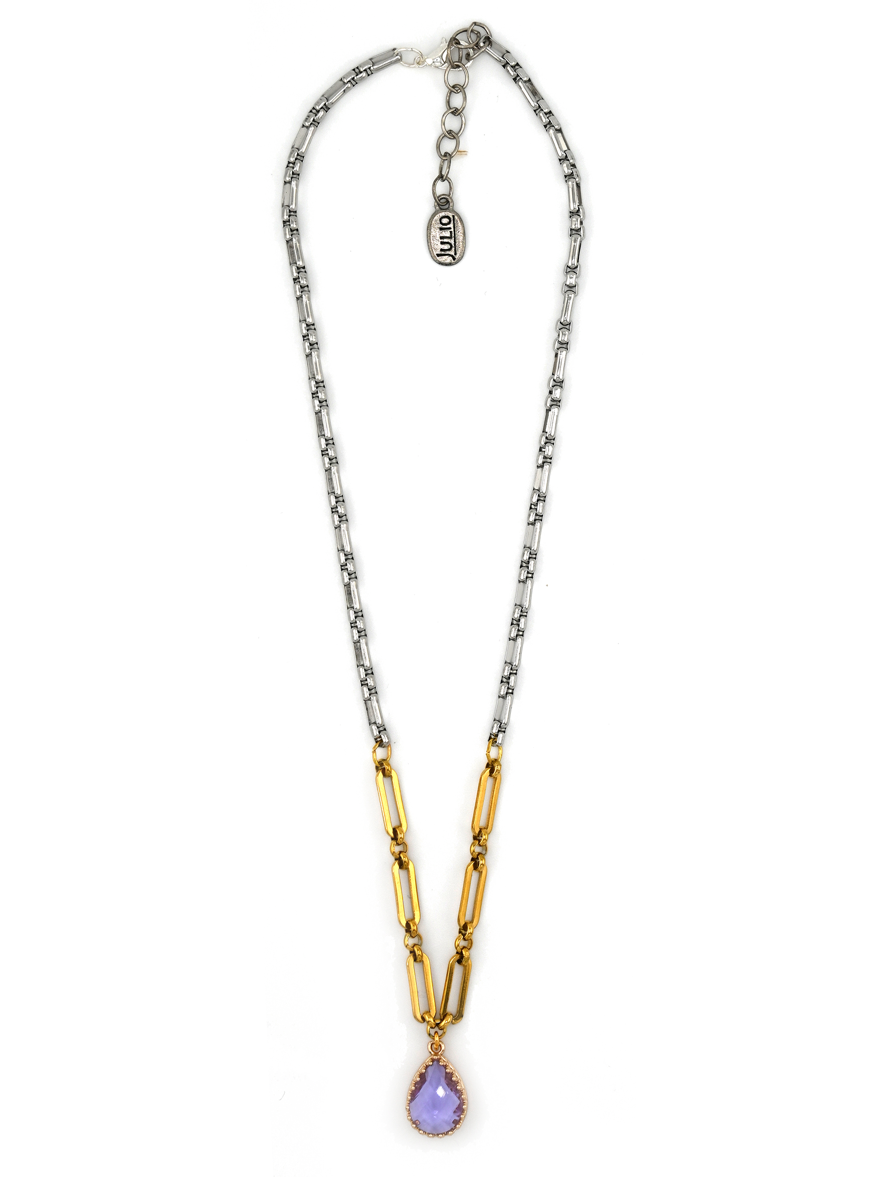 Julio Designs – wholesale Hänge-/berlockhalsband – Mabank fasetterad kristallhänge på duo-texturerad kedja5