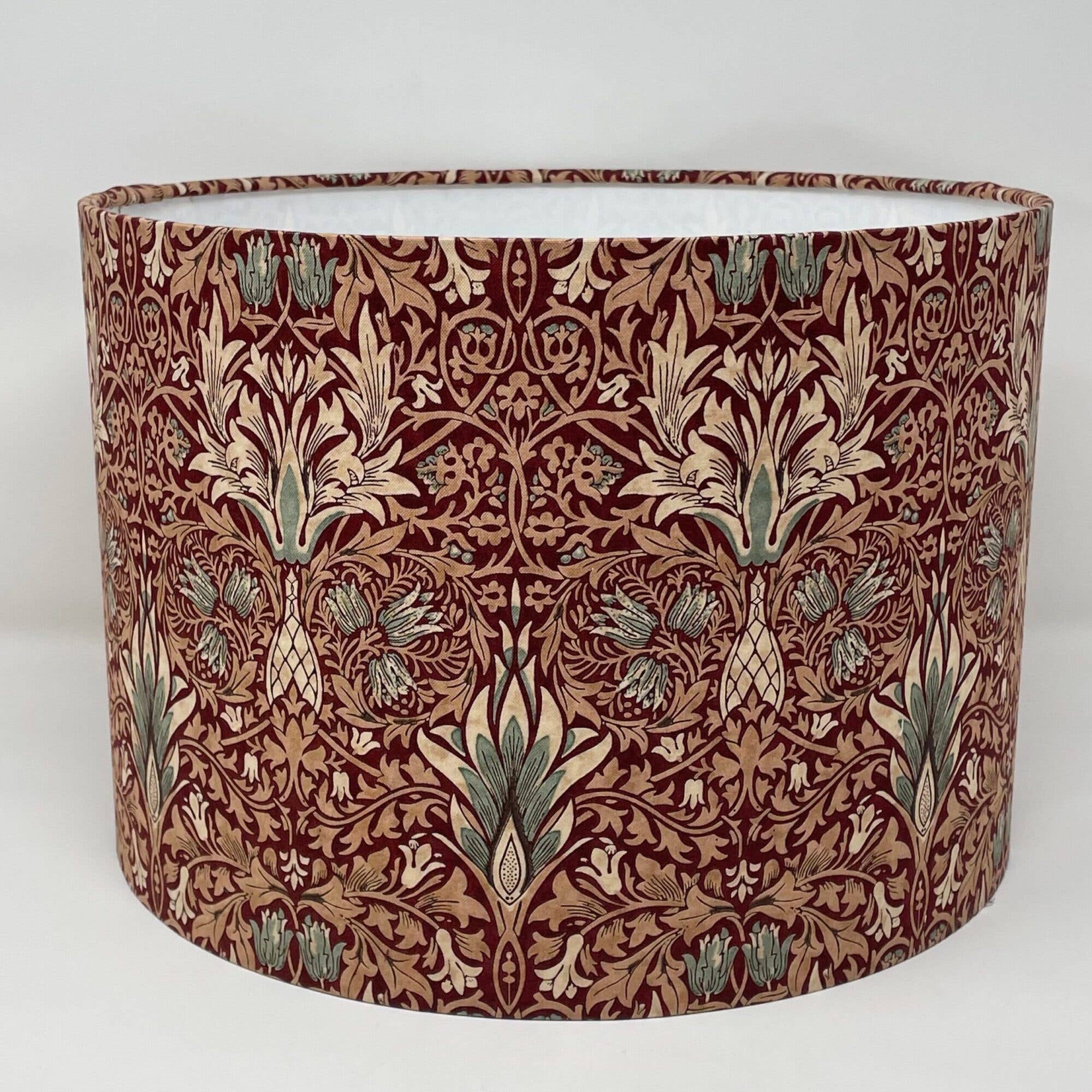 Fait Par Moi - Wholesale Lamp Shade - William Morris Snakeshead Drum Lampshade In Red & Silver1