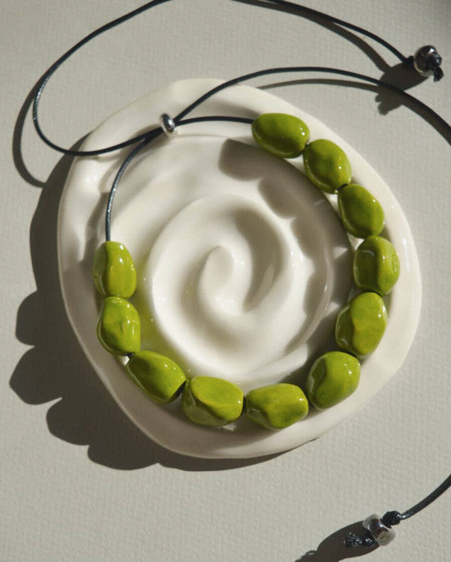 Blanca Olmos Studio - Wholesale Choker/Collar - Lime Nugget Ceramic Necklace-NEW2