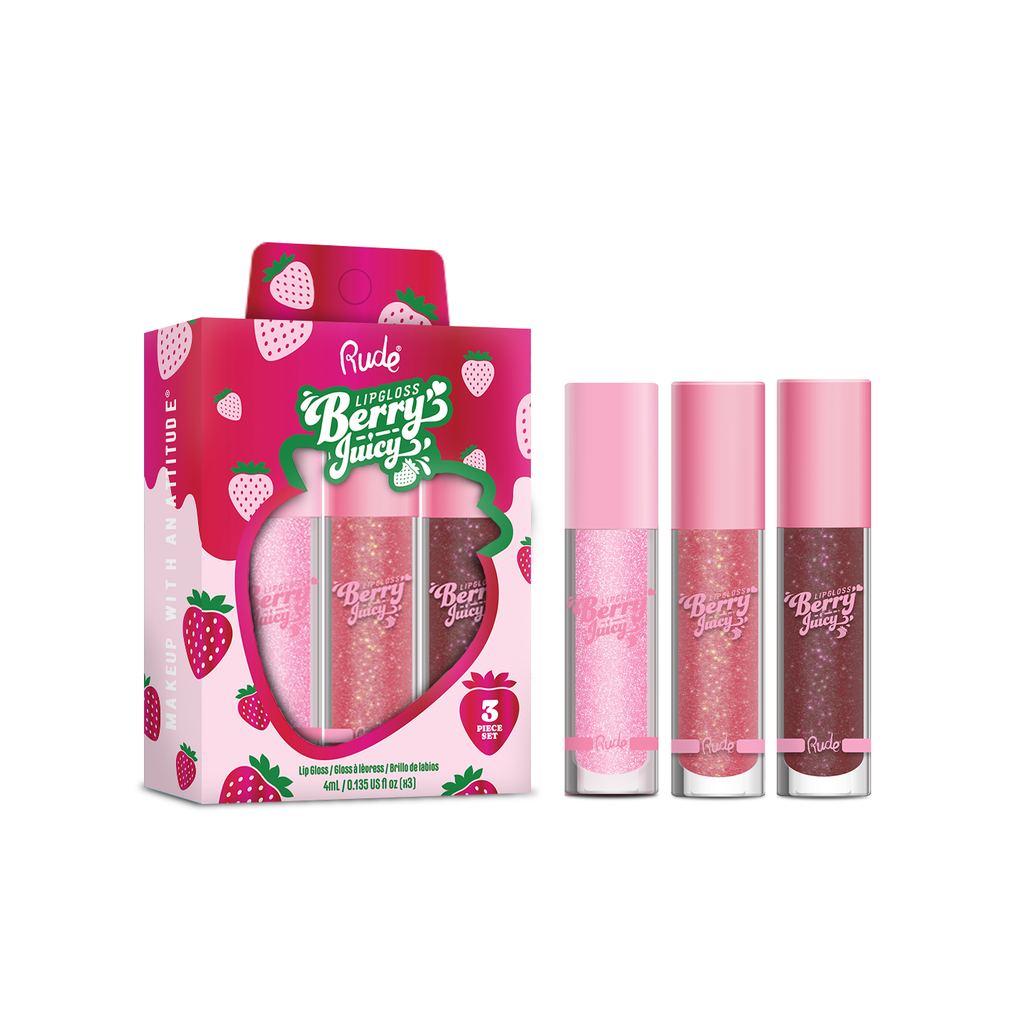 Rude Cosmetics – wholesale Lip-gloss – Berry Juicy Lip Gloss Trio Set2