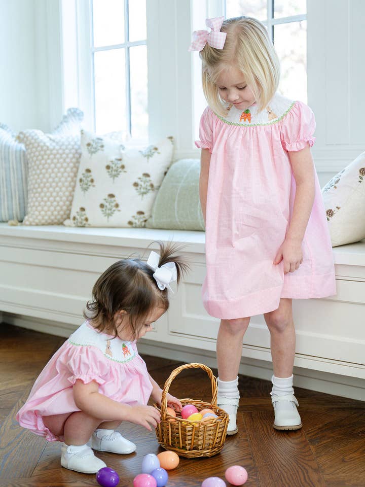 Ruth and Ralph - Wholesale Dress - Kids - Easter Bunny and Carrots Smocked Helen Dress5