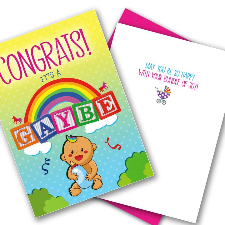 Peachy Kings / Kweer Cards – Großhandel Babykarte – Gaybe Baby Gender Reveal Grußkarte (Gay, Queer, LGBTQ)