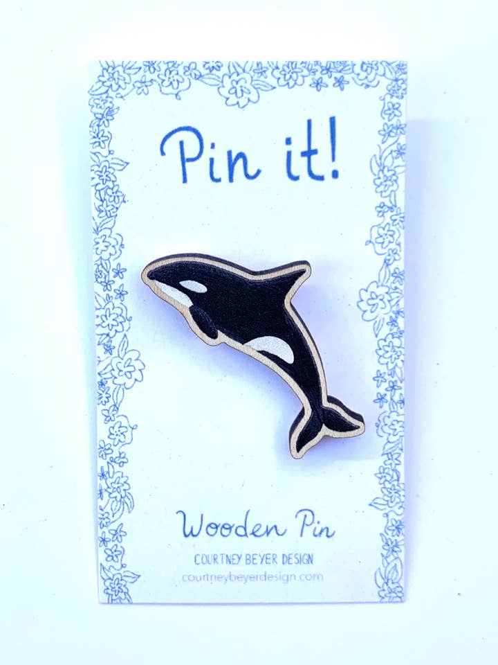 Pin de madera Orca Whale para venta al por mayor de Courtney Beyer Design