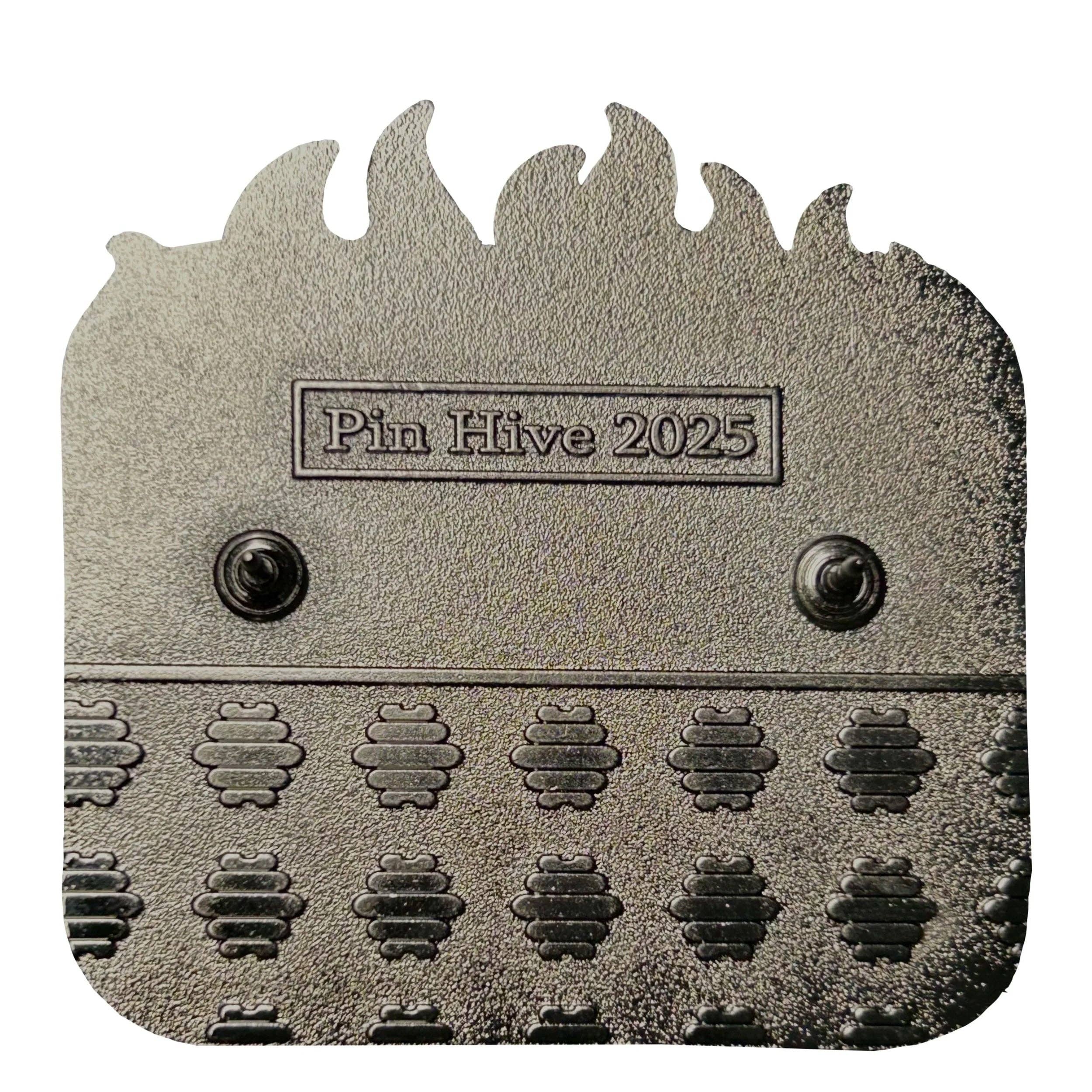 Pin Hive LLC - Wholesale Lapel Pin/Button - Everything Is Fine - Bee Sipping Tea In Fire Enamel Pin2