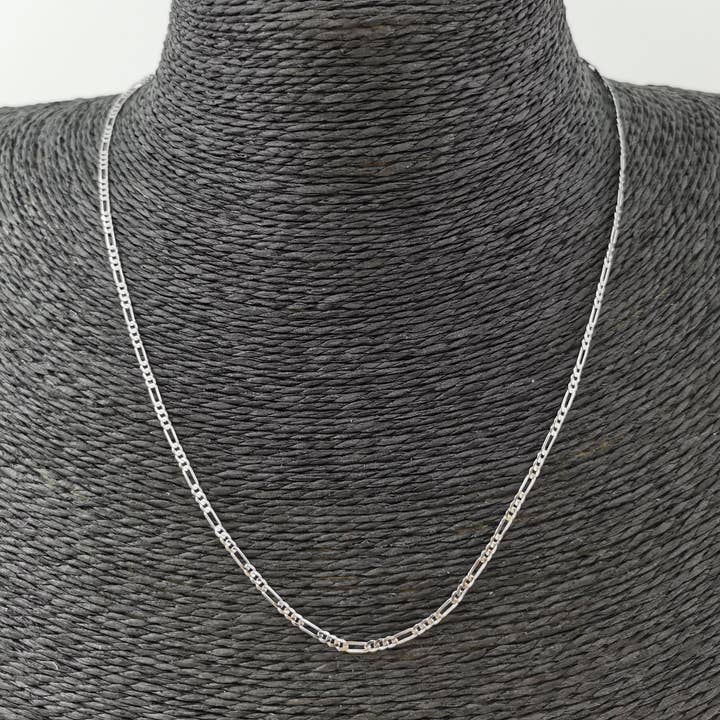 17.7" White Gold Filled 1.5mm Figaro Chain Necklace for wholesale by Aim Eternal