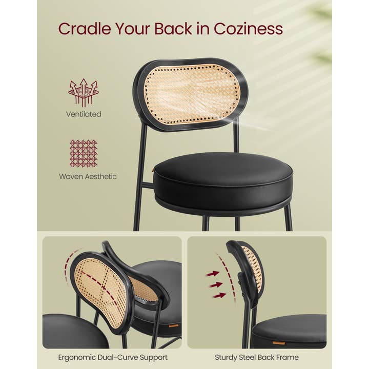 Counter Height Bar Stool with PE Rattan Back Set of 2 1- for wholesale by Greenwestons