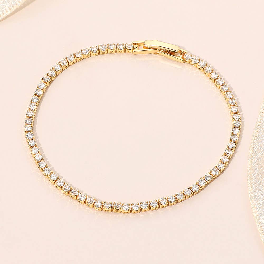 Sensibling Corp. - Vendita all'ingrosso Bracciali tennis - Bracciale a catena tennis classico placcato in oro 18K1