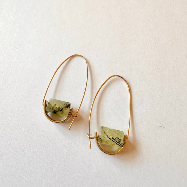 Found & Feral - Wholesale Dangle Earrings - Belen Minimalist Earring - Prehnite