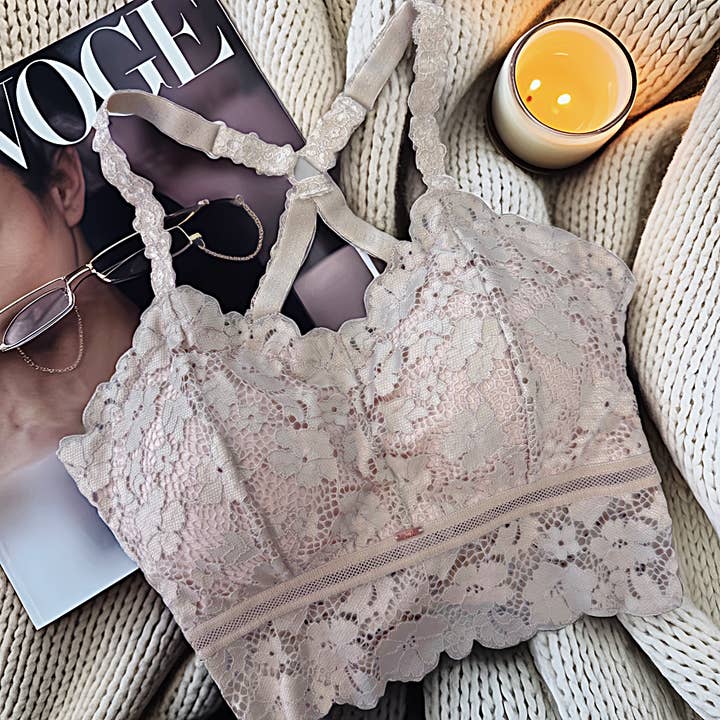 Juliette Deluxe Racerback Lace Bralette | Taupe | JadyK for wholesale by JadyK