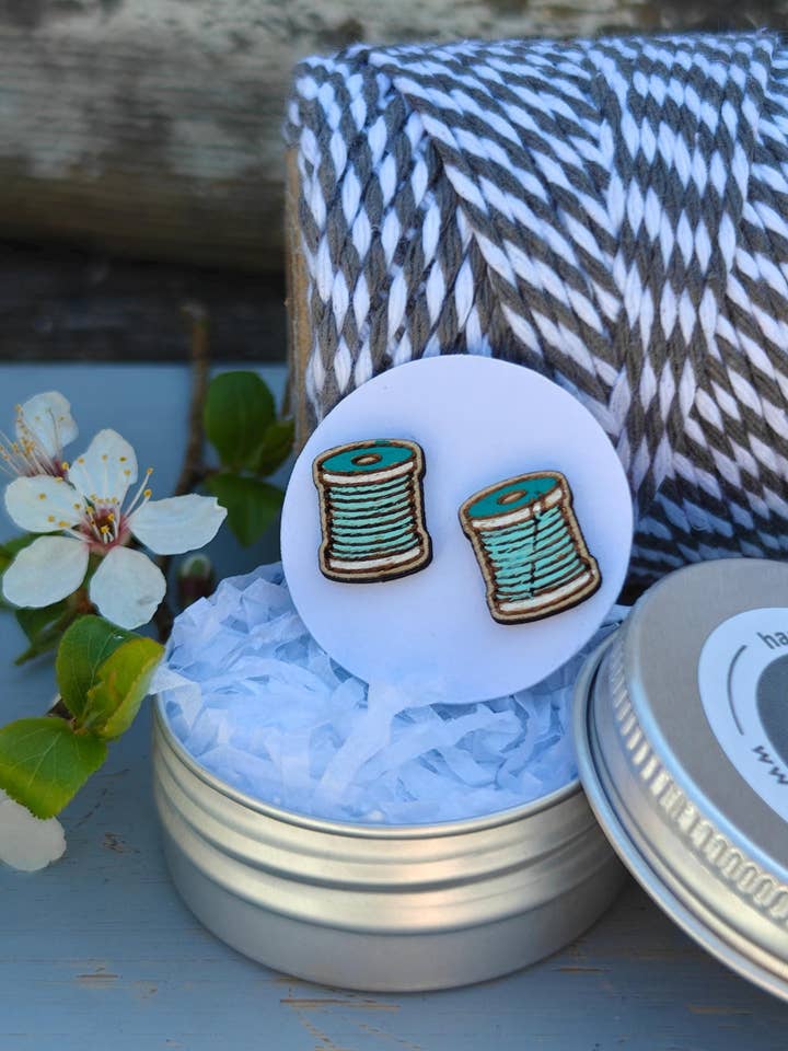 Handmade Sustainable Birch Earrings with Gift Tin for wholesale by Hyggestyle