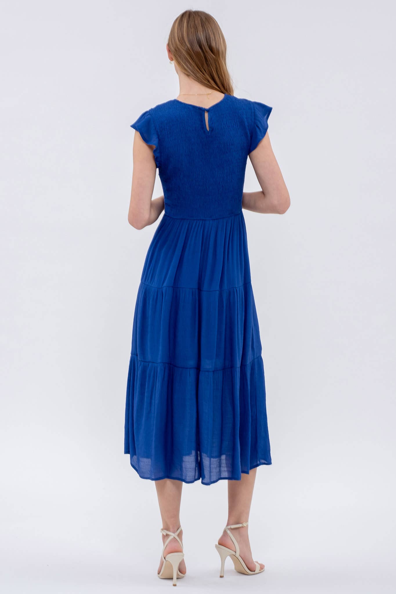 Blu Pepper - Venta al por mayor Vestido - Mujer - Vestido midi con volantes y cuerpo fruncido66