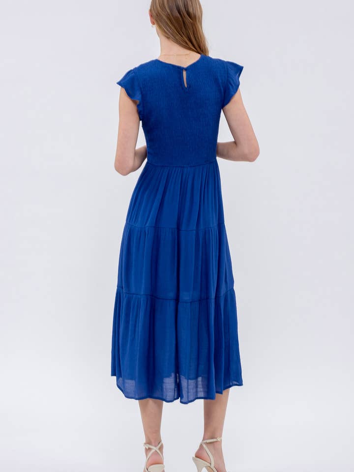 Blu Pepper - Venta al por mayor Vestido - Mujer - Vestido midi con volantes y cuerpo fruncido66
