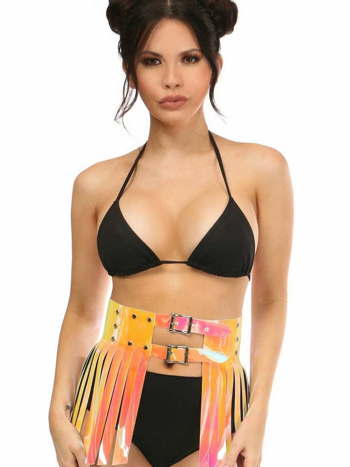Daisy Corsets – wholesale Kjol - Dam – Gul/Rosa Holo Fringe Kjol