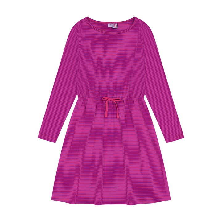 Lila Drawstring Dress Pink Magenta Stripe for wholesale by Busy Bees