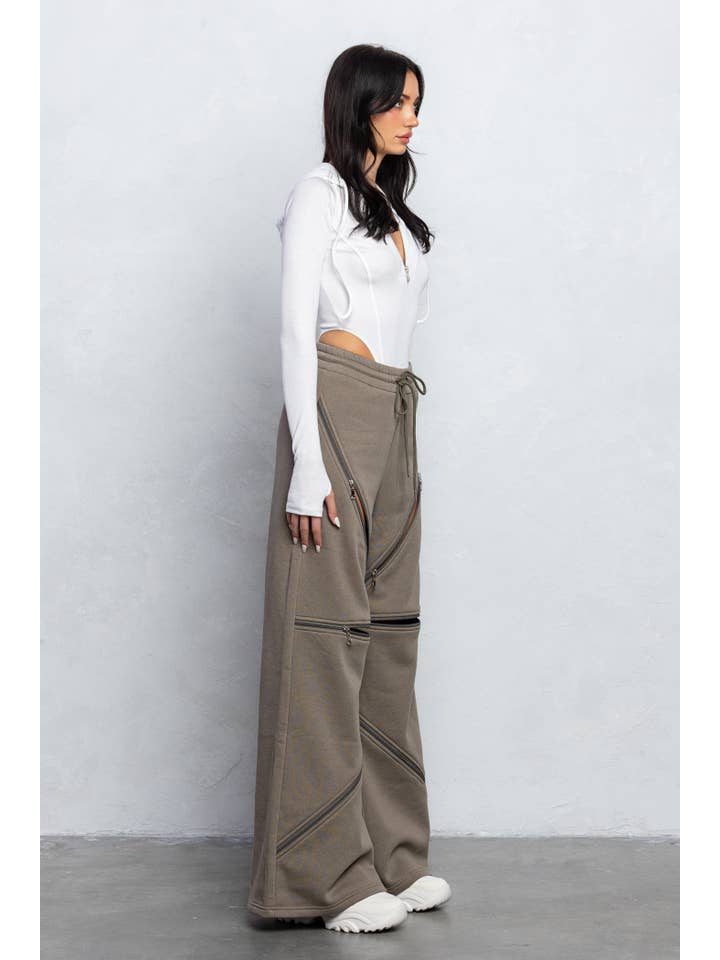 No Vacancy – Engroshandel Bukser - Dame – Brede fleecebukser med lynlås2