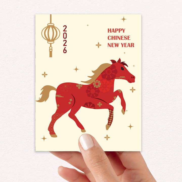 Cute Asian Cards - Wholesale New Year's Card - Galloping into the New Year | Lunar Vietnamese Chinese Greeting Cards4