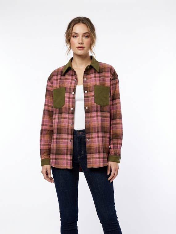 Contrast Trim Geruite Shacket voor wholesale door ELPPIS US