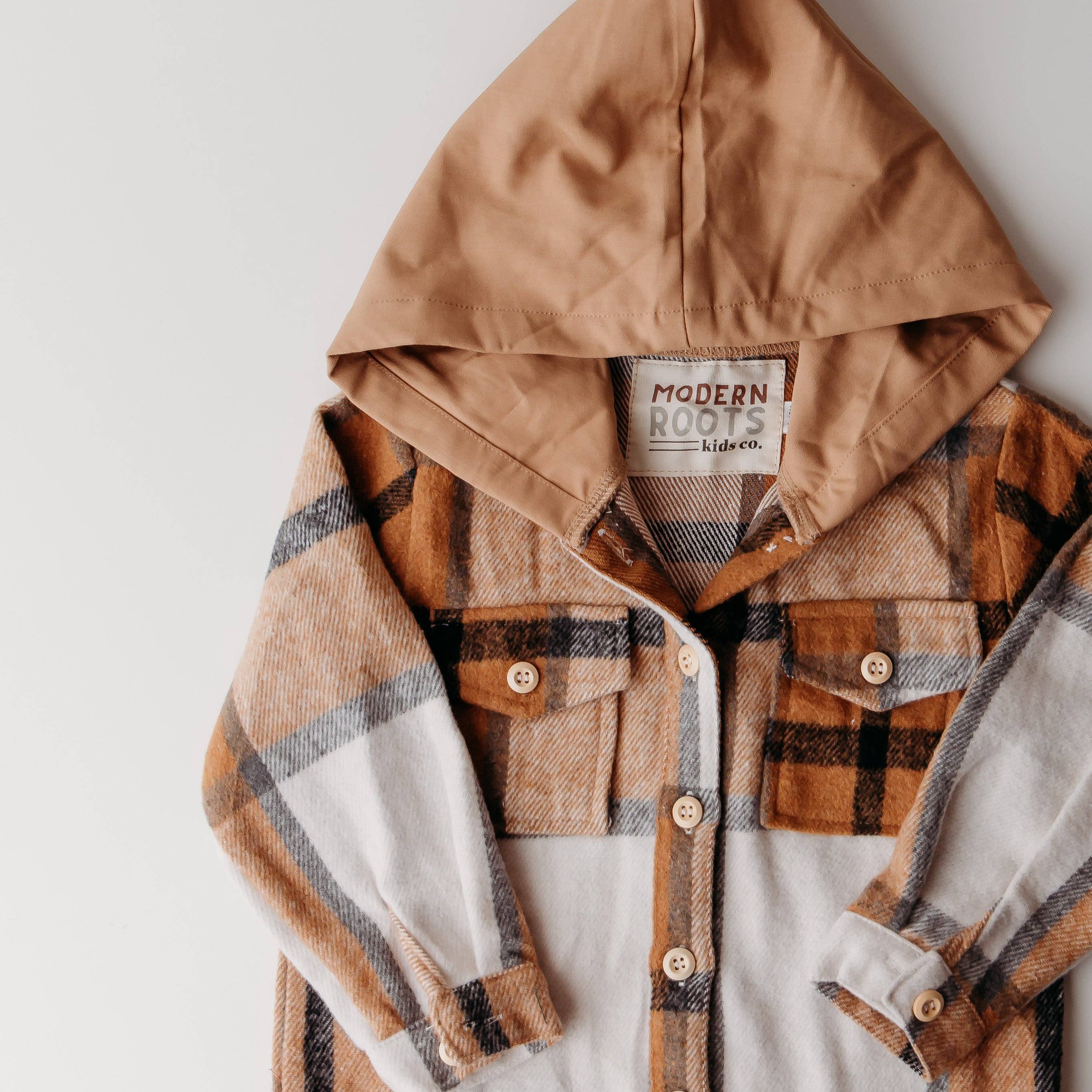 Modern Roots Kids Co. - Wholesale Shirt Jacket/Shacket - Kids - Flannel  |  LATTE1