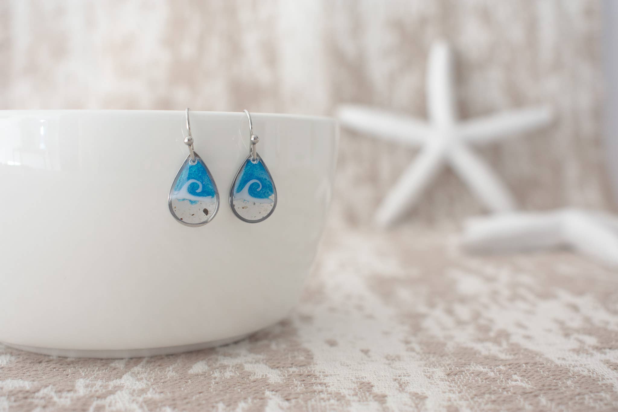 Sandy Beaches Shop - Wholesale Dangle Earrings - Dainty Drop Wave Dangle Earrings | Custom Sand  3