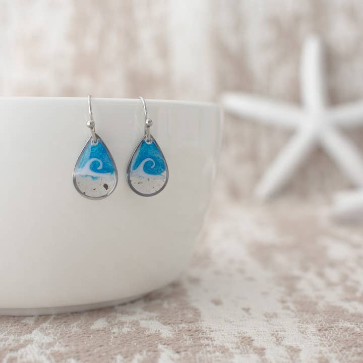 Sandy Beaches Shop - Wholesale Dangle Earrings - Dainty Drop Wave Dangle Earrings | Custom Sand 3