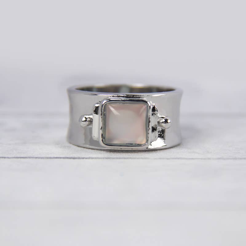 Silver Vintage Square Moonstone Ring for wholesale on Faire3