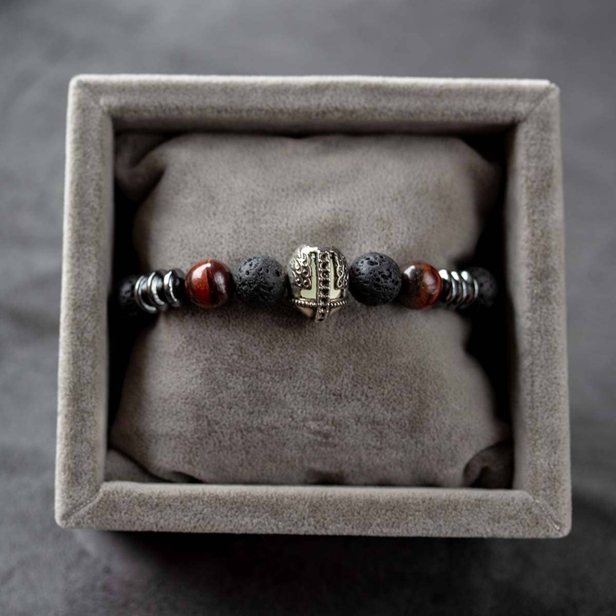 CRETE TRADING INC - Wholesale Beaded Bracelet - Black Lava Stone Crystal Bead Bracelet 10mm1