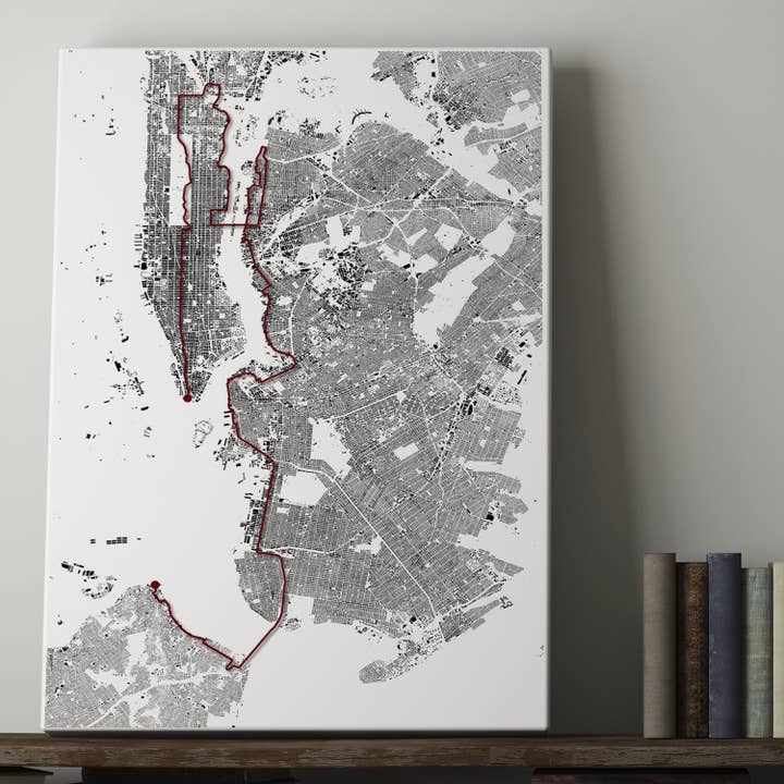 Td 5 Boro Bike Tour NYC: Mapa detalhado da construção, impressão de cartaz por atacado de Nativah Chaya