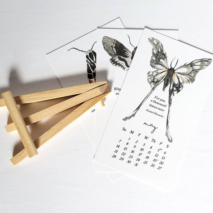 Lucky Dog Design Co. - Wholesale Calendar - Moths & Dreamy Book Quotes 2026 Desk Calendar10
