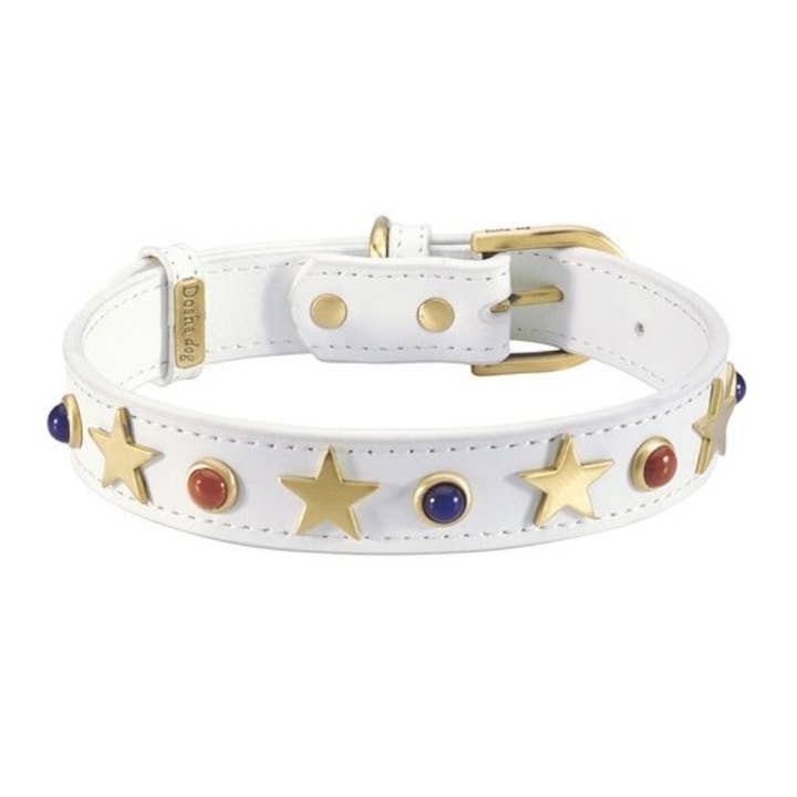 American Dog Collar/Leash - White for wholesale by Dosha Dog